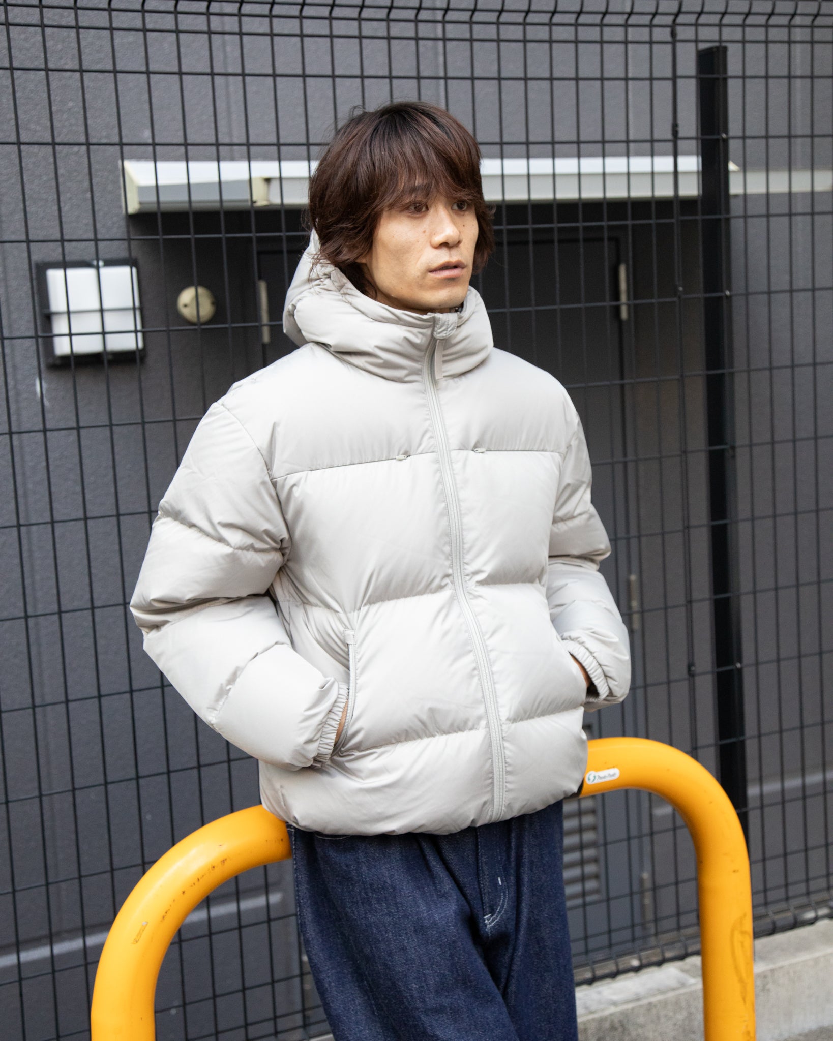 ゼロハリバートン 中綿 ダウン ジップ ハイブリット グレー ハイネック WINDSTOPPER(R) PRODUCTS by GORE-TEX LABS キルティングダウン
