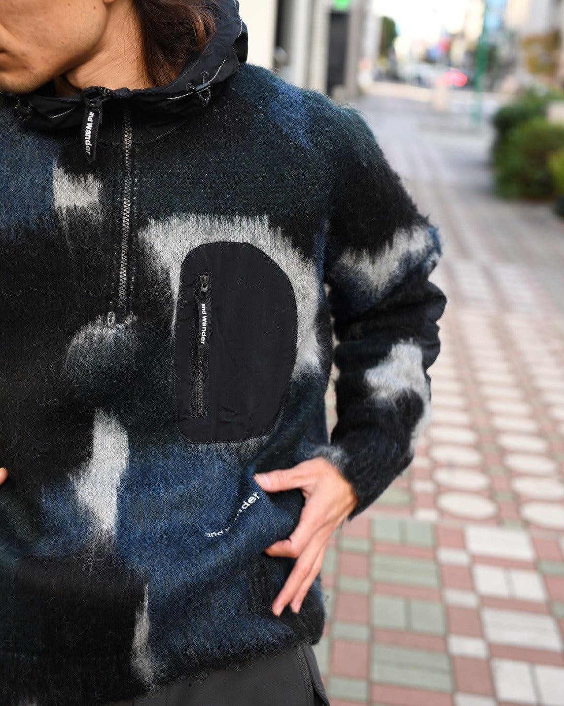 and wander アンドワンダー mix color shaggy knit hoodie ニット 愛知県 名古屋 丸の内 セレクトショップ THIRD PLACE サードプレイス
