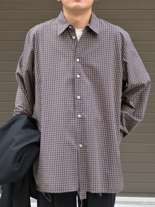 CAMIEL FORTGENS カミエルフォートヘンス BIG SHIRT BROWN CHECK ブラウン チェック CF.22.04.03.04 シャツ 定番 コットン オランダ 26aw 春夏 日本取り扱い 名古屋 丸の内 セレクトショップ THIRD PLACE サードプレイス