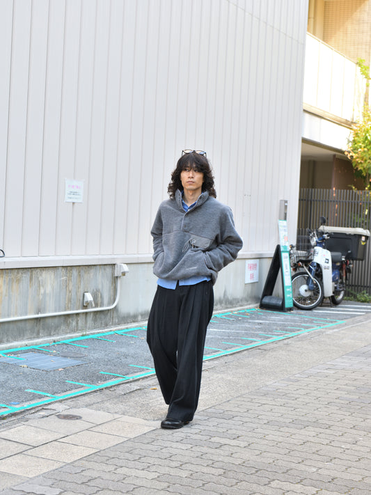 andwander アンドワンダー wool fleece pullover 574-6281053 GRAY グレー フリース ウール ポリエステル アウトドア 登山 キャンプ 26FW 日本取り扱い 名古屋 丸の内 セレクトショップ THIRD PLACE サードプレイス