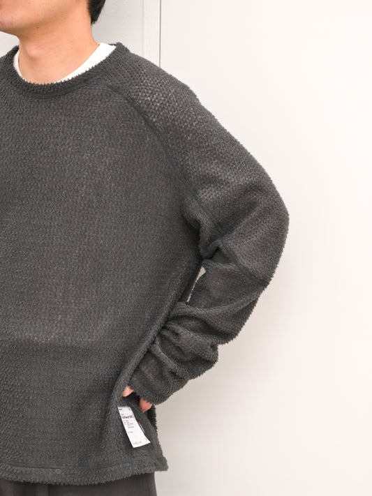 SATISFY サティスファイ FuzzFleece AD Long Tee PHANTOM 11067-88000 ブラック グレー POLYESTER ポリエステル Polartec ポーラテック フリース インナー インサレーション フランス パリ paris 26FW 日本取り扱い 名古屋 丸の内 セレクトショップ THIRD PLACE サードプレイス