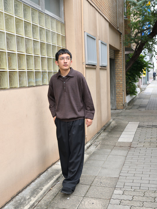 ANOTHER ASPECT アナザーアスペクト POLO SHIRT 2.0 BROWN MELANGE ブラウン ポロシャツ ウール ベーシック デンマーク ユニセックス 26AW 愛知県 名古屋 丸の内 セレクトショップ THIRD PLACE サードプレイス