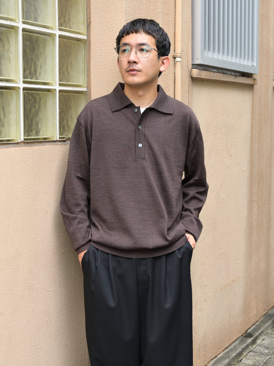 ANOTHER ASPECT アナザーアスペクト POLO SHIRT 2.0 BROWN MELANGE ブラウン ポロシャツ ウール ベーシック デンマーク ユニセックス 26AW 愛知県 名古屋 丸の内 セレクトショップ THIRD PLACE サードプレイス