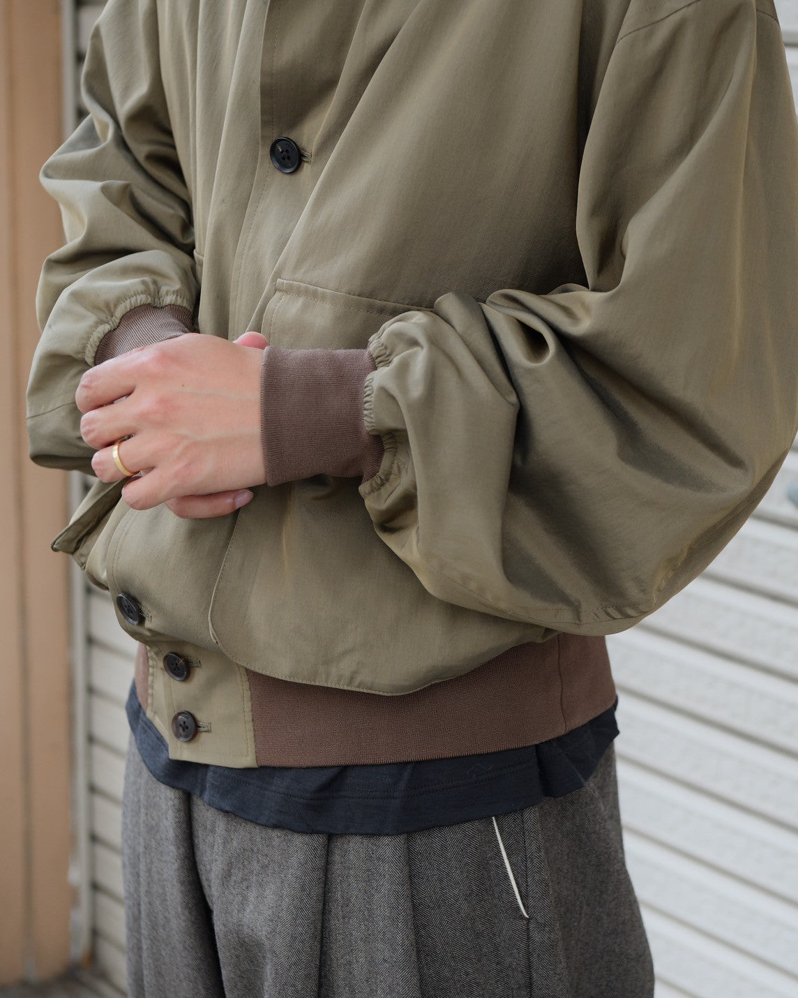 YOKE "Silk Nylon Driving Blouson (KHAKI)"
