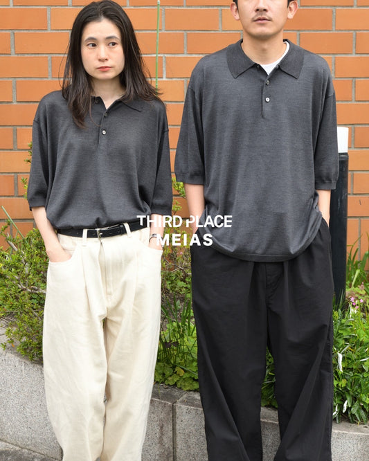 MEIAS メイアス シルク ニット SILK KNIT POLO SHIRTS SLPO-6S20-TP  別注 チャコール エクスクルーシブ 限定 日本取り扱い 名古屋 丸の内 セレクトショップ THIRD PLACE サードプレイス