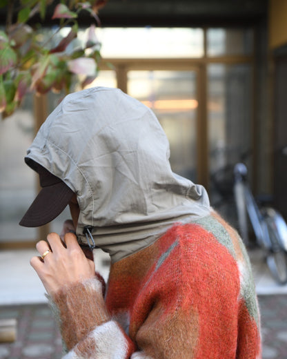 and wander "mix color shaggy knit hoodie(BROWN MIX)"