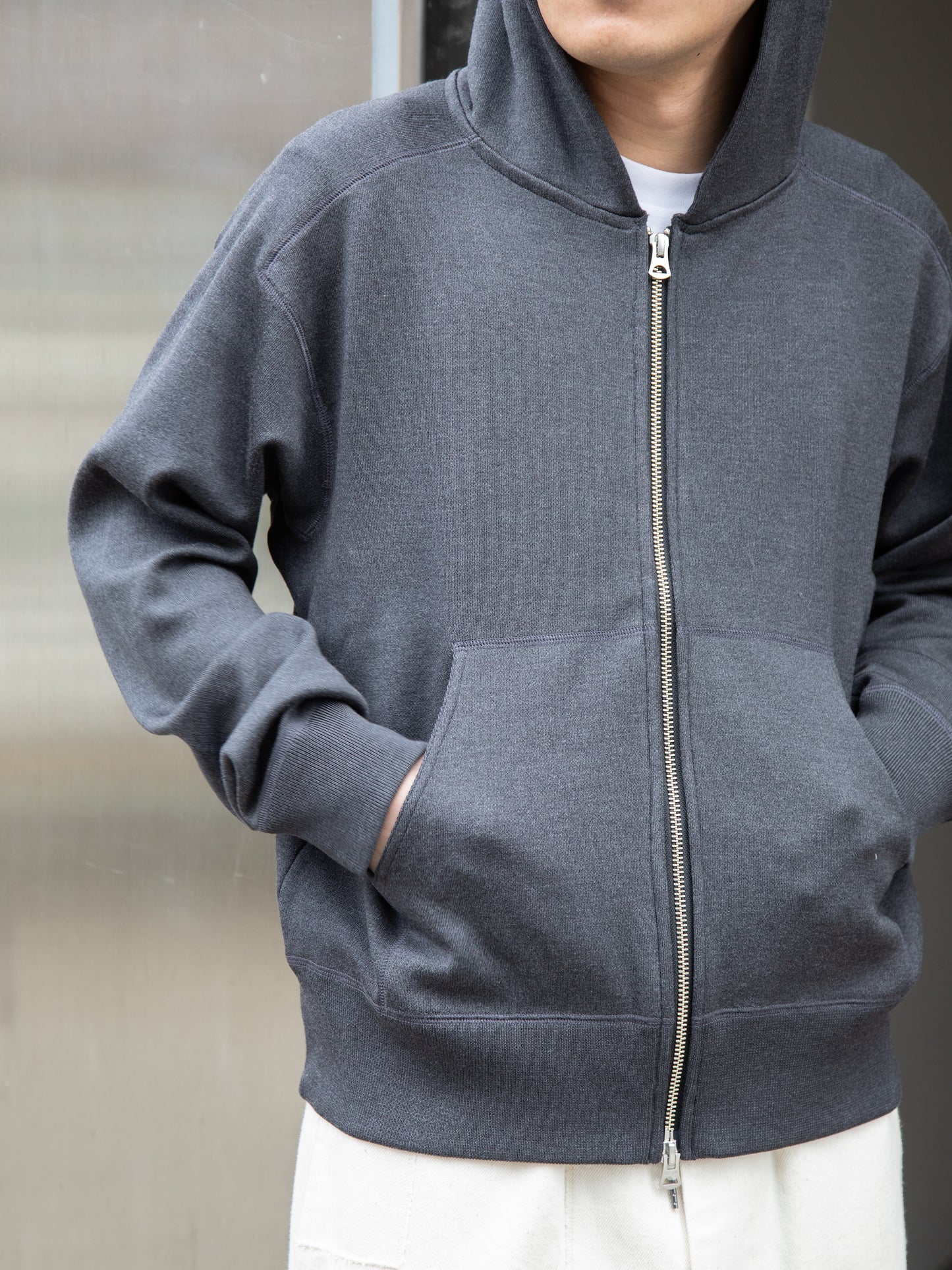 MEIAS "SILK ZIP PARKA(CHARCOAL)"