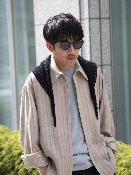 Ernie Palo "Open Work Knit Scarf (BLACK)"