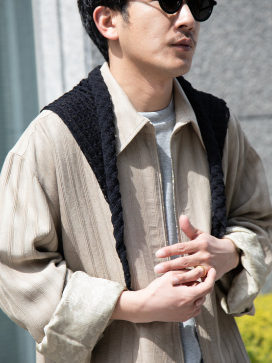 Ernie Palo "Open Work Knit Scarf (BLACK)"