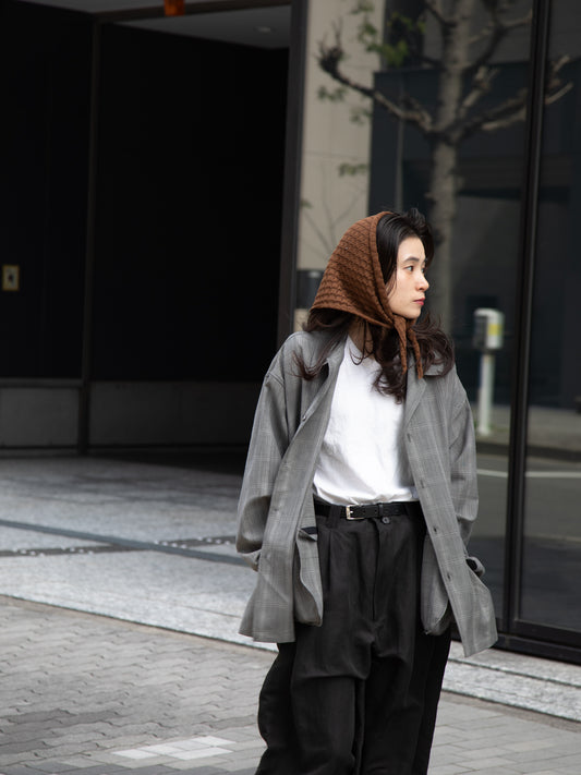 Ernie Palo "Open Work Knit Scarf (BROWN)"