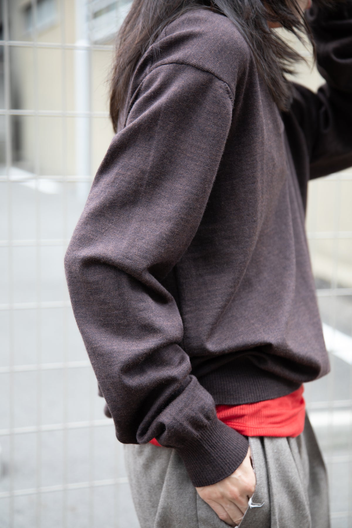 Ernie Palo アーニーパロ Sheer Rib Turtle Neck L/S T-shirt RED EP12FCT02 リブTシャツ リブニット 赤 レッド シアー タートル テンセル カシミア シルク 26AW 愛知県 名古屋 丸の内 セレクトショップ THIRD PLACE サードプレイス