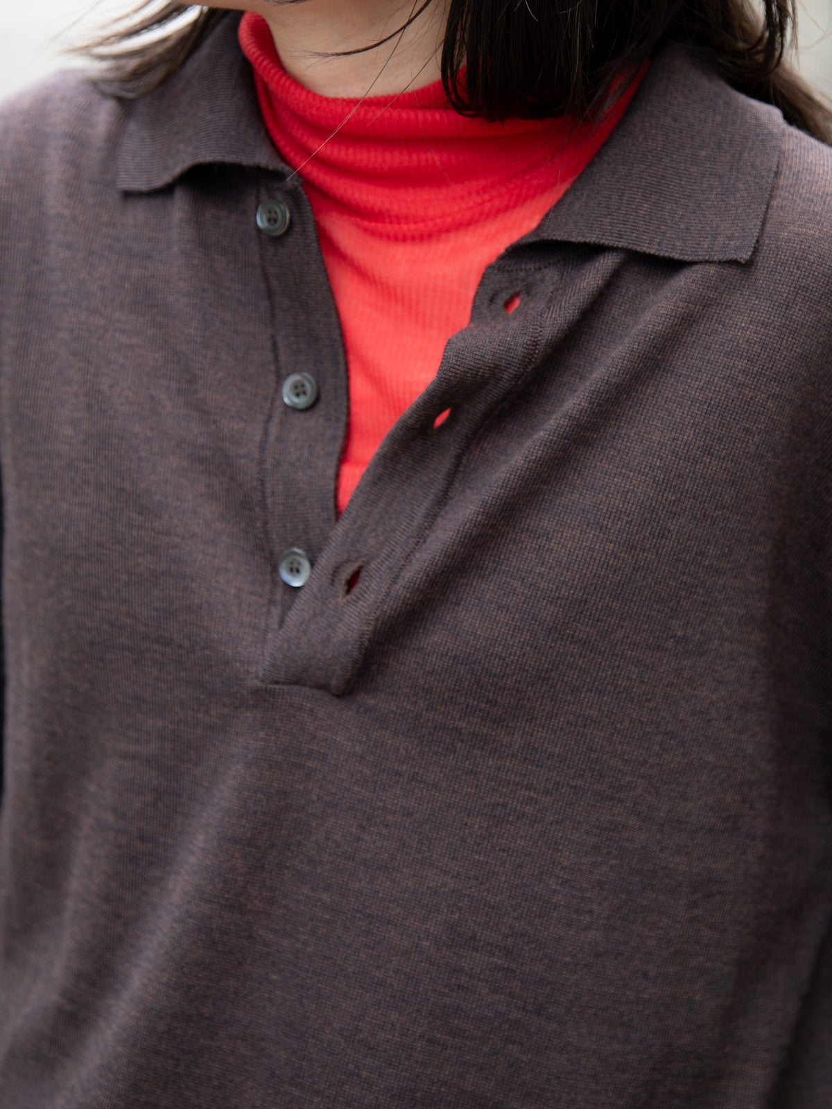 Ernie Palo アーニーパロ Sheer Rib Turtle Neck L/S T-shirt RED EP12FCT02 リブTシャツ リブニット 赤 レッド シアー タートル テンセル カシミア シルク 26AW 愛知県 名古屋 丸の内 セレクトショップ THIRD PLACE サードプレイス