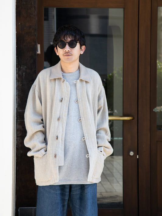 HERILL Linen Duffle Jacket 26-011-HL-8090-10 リネンジャケット ダッフル 襟レザー 愛知県 名古屋 丸の内 セレクトショップ THIRD PLACE サードプレイス