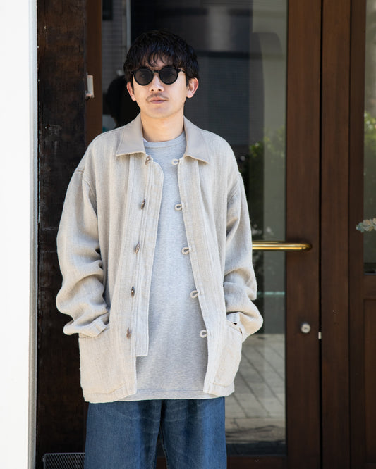HERILL Linen Duffle Jacket 26-011-HL-8090-10 リネンジャケット ダッフル 襟レザー 愛知県 名古屋 丸の内 セレクトショップ THIRD PLACE サードプレイス