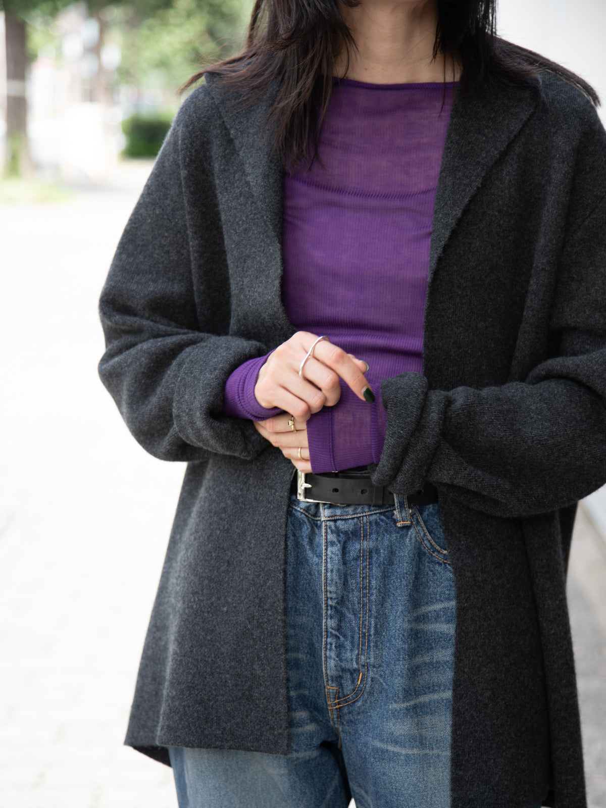 Ernie Palo アーニーパロ Sheer Rib Boat Neck T-shirt PURPLE EP12FCT03 リブTシャツ リブニット パープル シアー テンセル カシミア シルク 26AW 愛知県 名古屋 丸の内 セレクトショップ THIRD PLACE サードプレイス