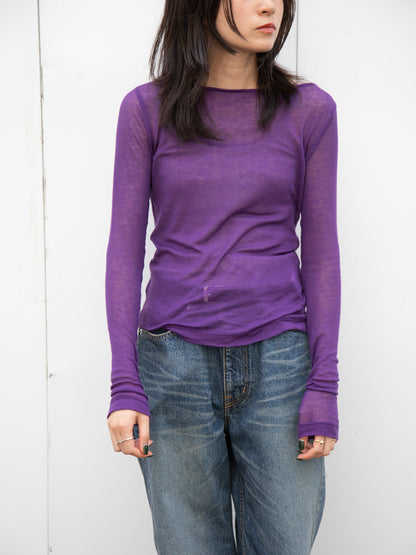 Ernie Palo アーニーパロ Sheer Rib Boat Neck T-shirt PURPLE EP12FCT03 リブTシャツ リブニット パープル シアー テンセル カシミア シルク 26AW 愛知県 名古屋 丸の内 セレクトショップ THIRD PLACE サードプレイス