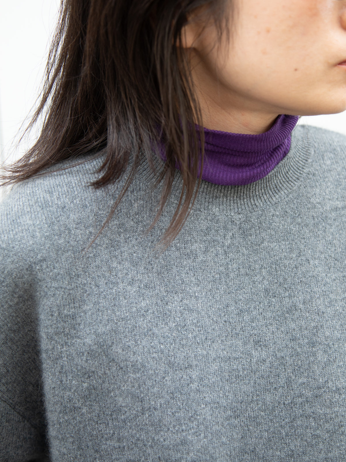 Ernie Palo アーニーパロ Sheer Rib Turtle Neck L/S T-shirt PUPLE EP12FCT02 リブTシャツ リブニット パープル 紫 シアー タートル テンセル カシミア シルク 26AW 愛知県 名古屋 丸の内 セレクトショップ THIRD PLACE サードプレイス