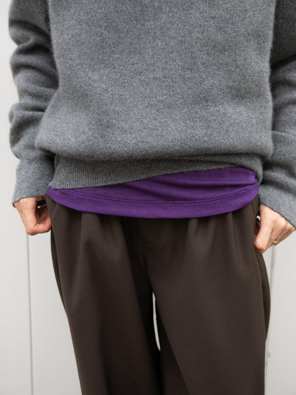 Ernie Palo アーニーパロ Sheer Rib Boat Neck T-shirt PURPLE EP12FCT03 リブTシャツ リブニット パープル シアー テンセル カシミア シルク 26AW 愛知県 名古屋 丸の内 セレクトショップ THIRD PLACE サードプレイス