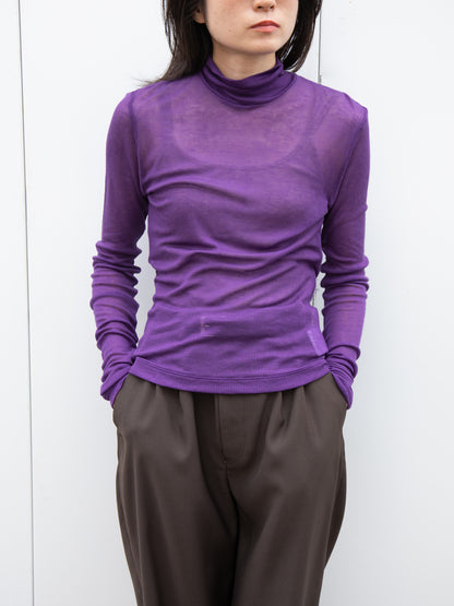 Ernie Palo アーニーパロ Sheer Rib Turtle Neck L/S T-shirt PUPLE EP12FCT02 リブTシャツ リブニット パープル 紫 シアー タートル テンセル カシミア シルク 26AW 愛知県 名古屋 丸の内 セレクトショップ THIRD PLACE サードプレイス