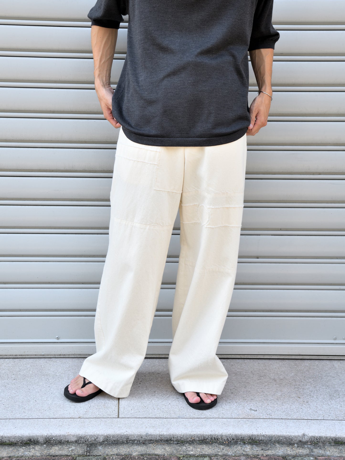 MEIAS メイアス シルク ニット SILK KNIT POLO SHIRTS SLPO-6S20-TP  別注 チャコール エクスクルーシブ 限定 Spomenik スポメニック Easy pants デニム パンツ ボトムス 26SS 夏 セットアップ 愛知県 名古屋 丸の内 セレクトショップ THIRD PLACE サードプレイス