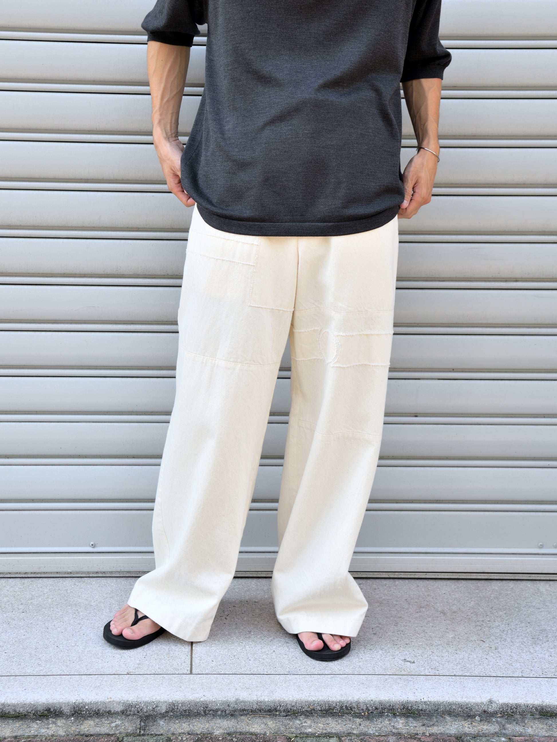 MEIAS メイアス シルク ニット SILK KNIT POLO SHIRTS SLPO-6S20-TP  別注 チャコール エクスクルーシブ 限定 Spomenik スポメニック Easy pants デニム パンツ ボトムス 26SS 夏 セットアップ 愛知県 名古屋 丸の内 セレクトショップ THIRD PLACE サードプレイス