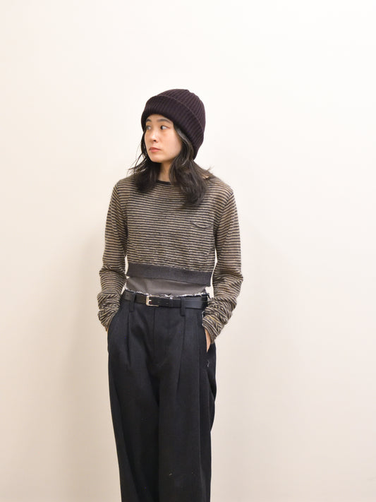 KAYLE SUPER KID MOHAIR POCKET CROPPED TOP K-2109 BEIGE ベージュ CHARCOAL チャコール モヘア ナイロン レディース 26FW 日本取り扱い 名古屋 丸の内 セレクトショップ THIRD PLACE サードプレイス