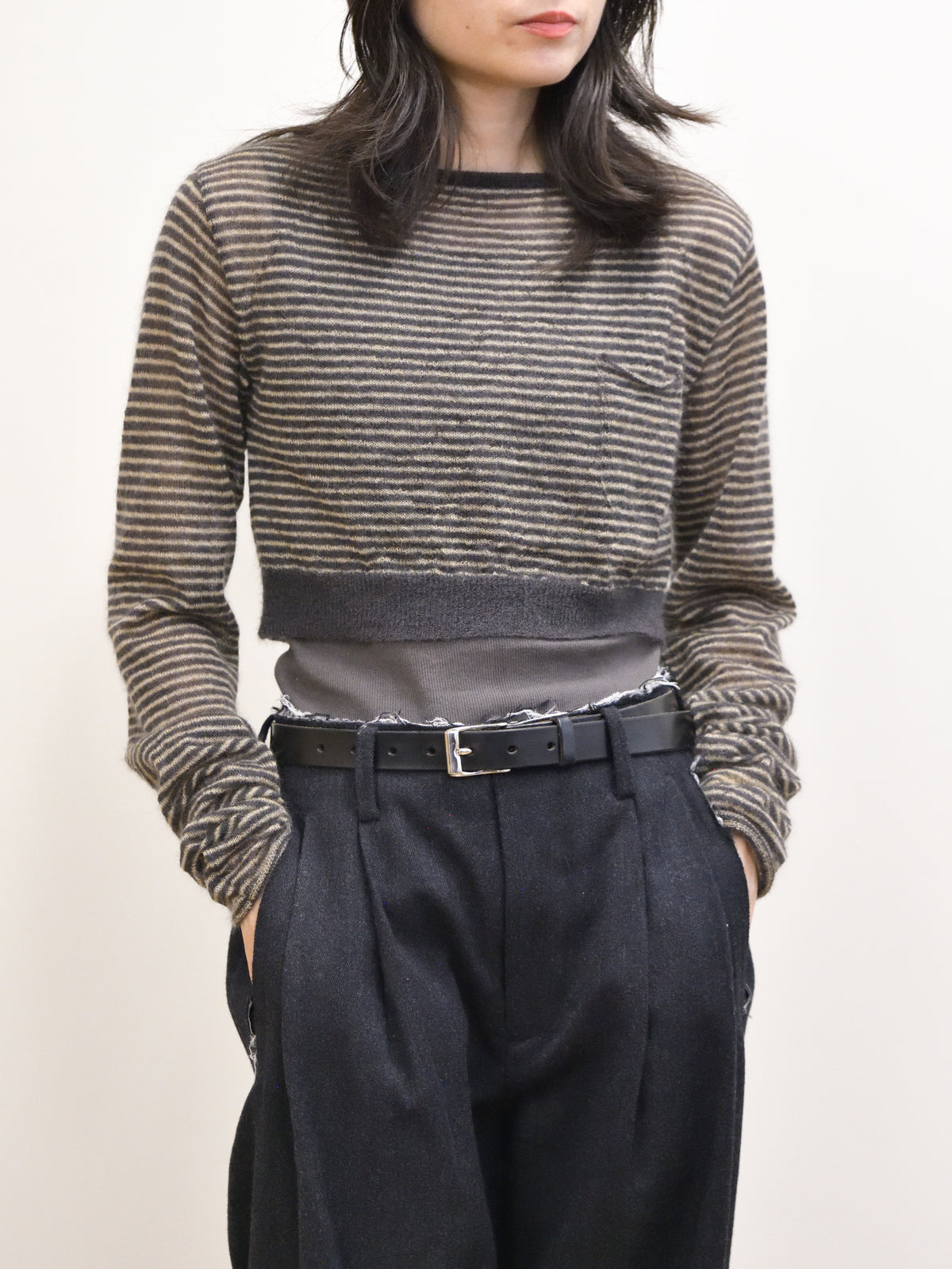 KAYLE SUPER KID MOHAIR POCKET CROPPED TOP K-2109 BEIGE ベージュ CHARCOAL チャコール モヘア ナイロン レディース 26FW 日本取り扱い 名古屋 丸の内 セレクトショップ THIRD PLACE サードプレイス