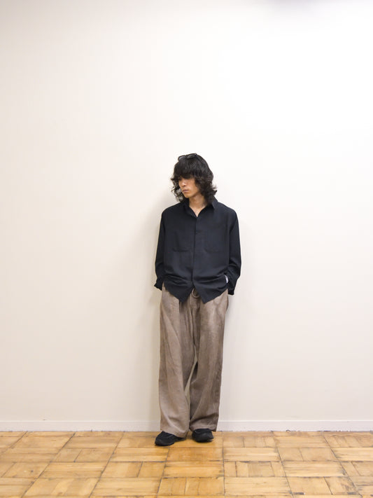 COLBO コルボ Farm Pants COLD DYED GREIGE CO-AW26-PO25 26AW イタリア ニューヨーク SATISFY サティスファイ Peace Shell River Shirt BLACK 黒 ポリエステル シャツ スナップボタン ランニング レギュラーカラー アウトドア 26FW 日本取り扱い 名古屋 丸の内 セレクトショップ THIRD PLACE サードプレイス