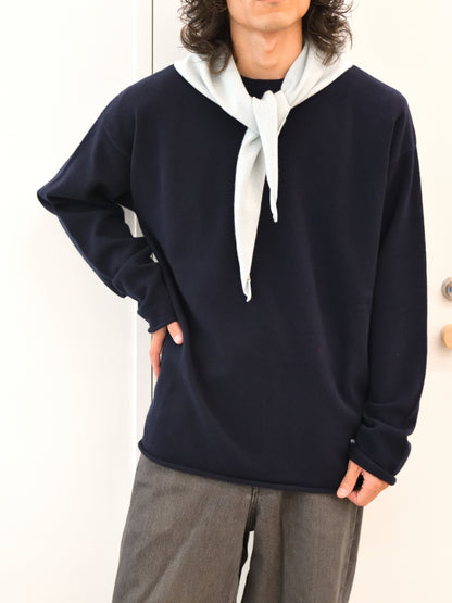 extreme cashmere エクストリームカシミヤ bandana n.35  GLASS ガラス 青 paolo n.493  NAVY ネイビー カシミヤ コットン ユニセックス オランダ 26AW 日本取り扱い 名古屋 丸の内 セレクトショップ THIRD PLACE サードプレイス