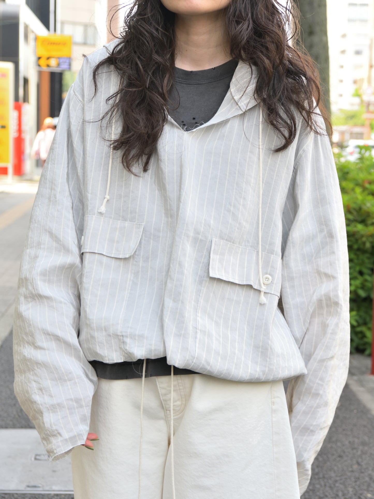 CAMIEL FORTGENS カミエルフォートヘンス OVERHEAD JACKET CF.21.09.05.03 ヴィスコース  グレー ストライプ ジャケット アノラック イタリア オランダ 26ss 春夏 日本取り扱い 名古屋 丸の内 セレクトショップ THIRD PLACE サードプレイス