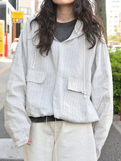 CAMIEL FORTGENS カミエルフォートヘンス OVERHEAD JACKET CF.21.09.05.03 ヴィスコース  グレー ストライプ ジャケット アノラック イタリア オランダ 26ss 春夏 日本取り扱い 名古屋 丸の内 セレクトショップ THIRD PLACE サードプレイス