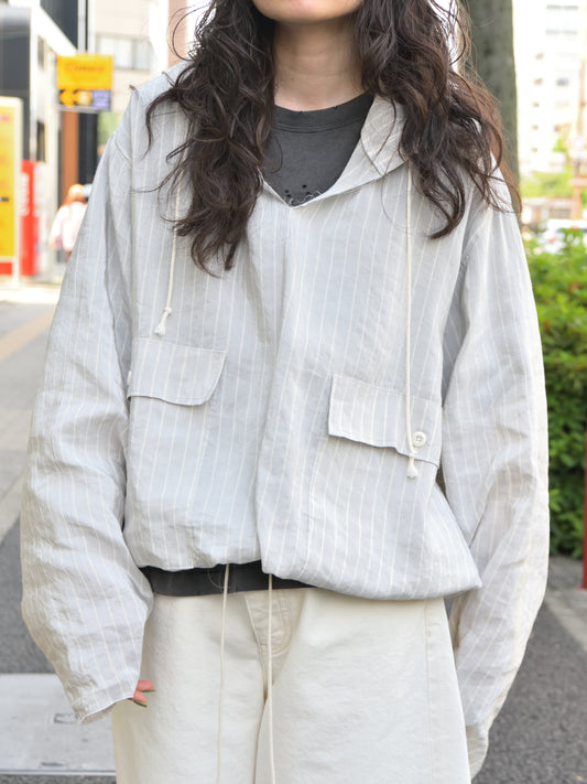 CAMIEL FORTGENS カミエルフォートヘンス OVERHEAD JACKET CF.21.09.05.03 ヴィスコース  グレー ストライプ ジャケット アノラック イタリア オランダ 26ss 春夏 日本取り扱い 名古屋 丸の内 セレクトショップ THIRD PLACE サードプレイス