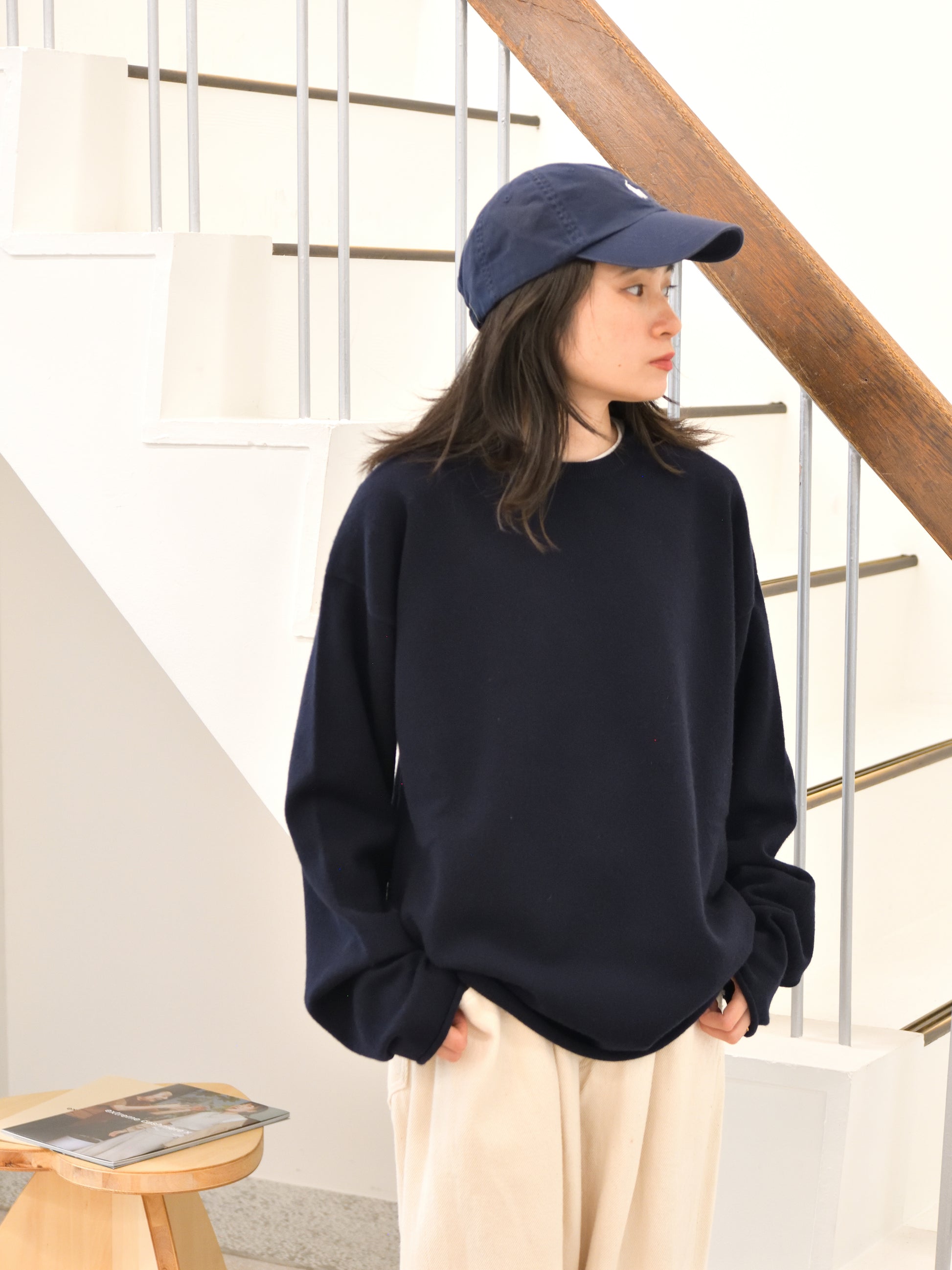extreme cashmere エクストリームカシミヤ paolo n.493  NAVY ネイビー カシミヤ コットン ユニセックス オランダ 26AW 日本取り扱い 名古屋 丸の内 セレクトショップ THIRD PLACE サードプレイス