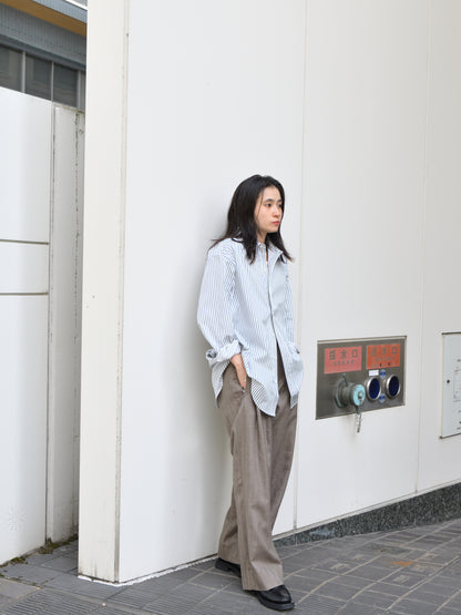 ISSUETHINGS イシューシングス type127  127-c-00 WHITE NAVY ホワイト ネイビー ストライプ コットン シャツ 26AW 愛知県 名古屋 丸の内 ユニセックス セレクトショップ THIRD PLACE サードプレイス