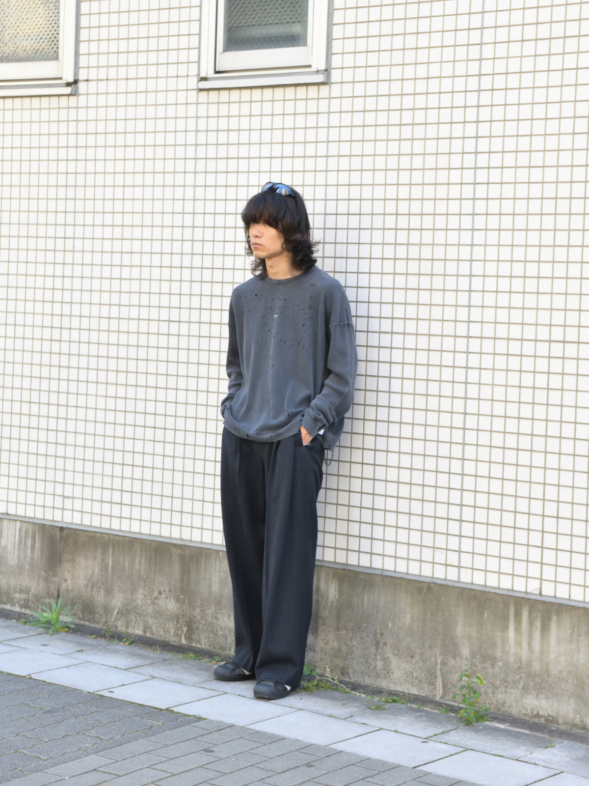 SATISFY サティスファイ MothTech Waffle Long Tee AGED BLACK 11113-00A01 ブラック ビンテージ加工 コットン COTTON フランス パリ paris 26FW 日本取り扱い 名古屋 丸の内 セレクトショップ THIRD PLACE サードプレイス