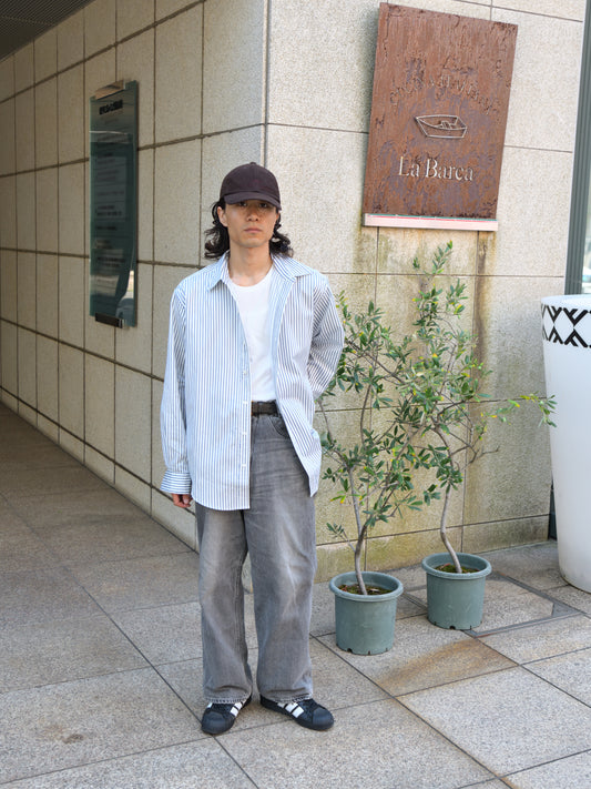 ISSUETHINGS イシューシングス type127  127-c-00 WHITE NAVY ホワイト ネイビー ストライプ コットン シャツ 26AW 愛知県 名古屋 丸の内 ユニセックス セレクトショップ THIRD PLACE サードプレイス