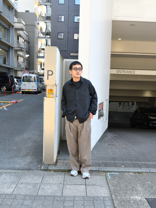 SATISFY サティスファイ Peace Shell River Shirt BLACK 黒 ポリエステル シャツ スナップボタン ランニング レギュラーカラー アウトドア 26FW 日本取り扱い 名古屋 丸の内 セレクトショップ THIRD PLACE サードプレイス