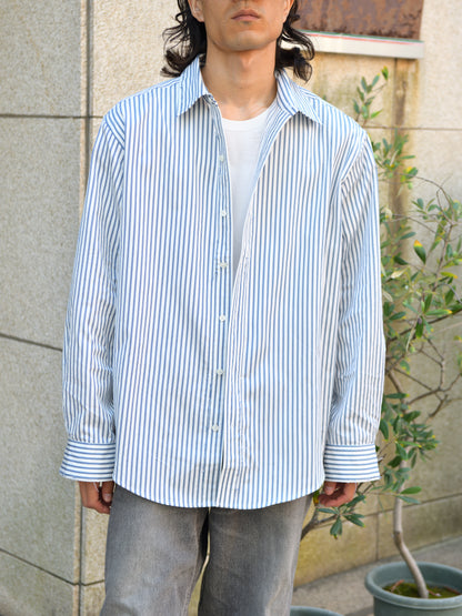 ISSUETHINGS イシューシングス type127  127-c-00 WHITE NAVY ホワイト ネイビー ストライプ コットン シャツ 26AW 愛知県 名古屋 丸の内 ユニセックス セレクトショップ THIRD PLACE サードプレイス