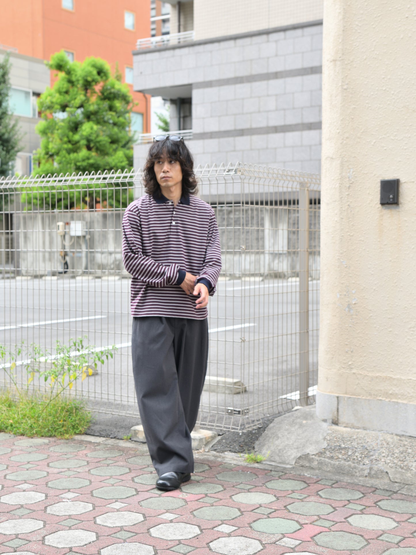 Ernie Palo アーニーパロ Border Polo L/S T-shirt EP12CT04 ポロシャツ バーガンディ BURGUNDY ベーシック ユニセックス 26AW 愛知県 名古屋 丸の内 セレクトショップ THIRD PLACE サードプレイス