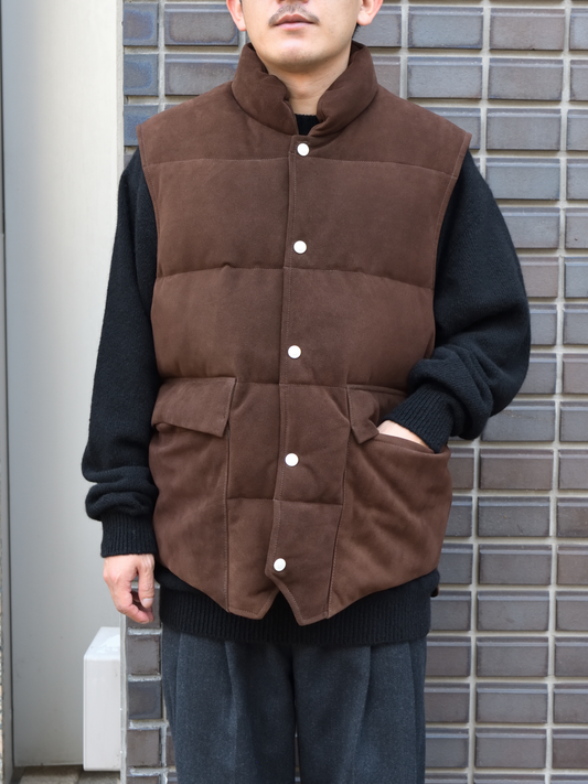 HERILL へリル Sheepleather Woodchoppers Vest 26-011-HL-8370-30 BROWN ブラウン シープレザー ダウン DOWN ベスト 26FW 日本取り扱い 名古屋 丸の内 セレクトショップ THIRD PLACE サードプレイス