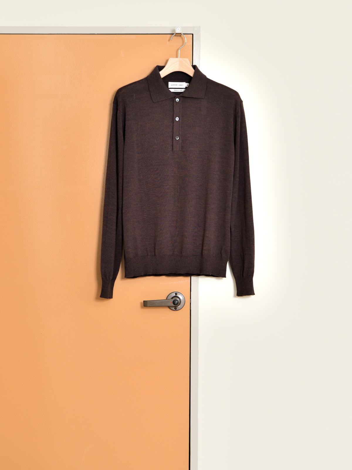 ANOTHER ASPECT アナザーアスペクト POLO SHIRT 2.0 BROWN MELANGE  ブラウン ポロシャツ ウール ベーシック デンマーク ユニセックス 26AW 愛知県 名古屋 丸の内 セレクトショップ THIRD PLACE サードプレイス