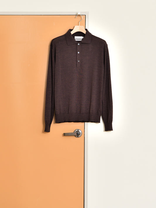 ANOTHER ASPECT アナザーアスペクト POLO SHIRT 2.0 BROWN MELANGE  ブラウン ポロシャツ ウール ベーシック デンマーク ユニセックス 26AW 愛知県 名古屋 丸の内 セレクトショップ THIRD PLACE サードプレイス