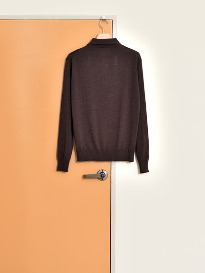ANOTHER ASPECT アナザーアスペクト POLO SHIRT 2.0 BROWN MELANGE  ブラウン ポロシャツ ウール ベーシック デンマーク ユニセックス 26AW 愛知県 名古屋 丸の内 セレクトショップ THIRD PLACE サードプレイス