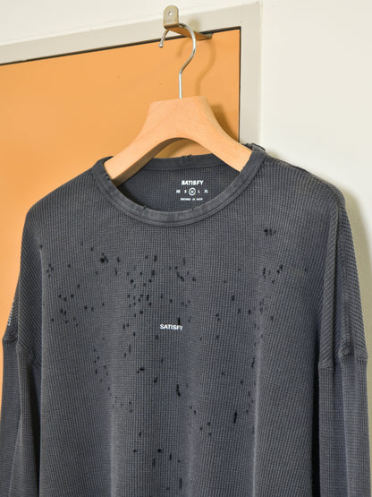 SATISFY サティスファイ MothTech Waffle Long Tee AGED BLACK 11113-00A01 ブラック ビンテージ加工 コットン COTTON フランス パリ paris 26FW 日本取り扱い 名古屋 丸の内 セレクトショップ THIRD PLACE サードプレイス