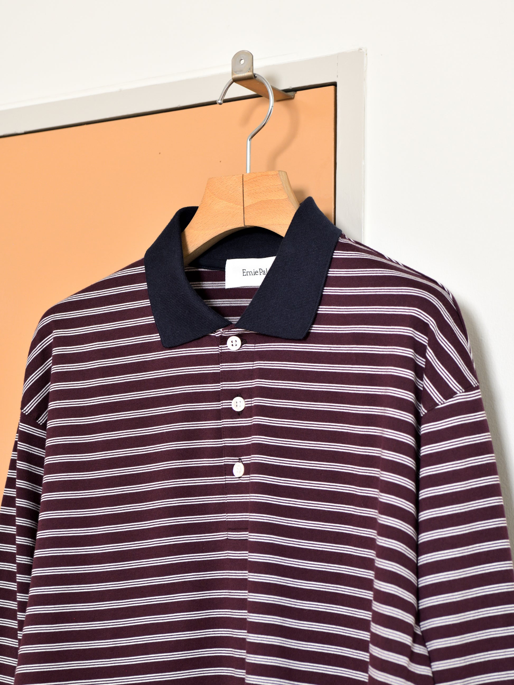 Ernie Palo アーニーパロ Border Polo L/S T-shirt EP12CT04 ポロシャツ バーガンディ BURGUNDY ベーシック ユニセックス 26AW 愛知県 名古屋 丸の内 セレクトショップ THIRD PLACE サードプレイス