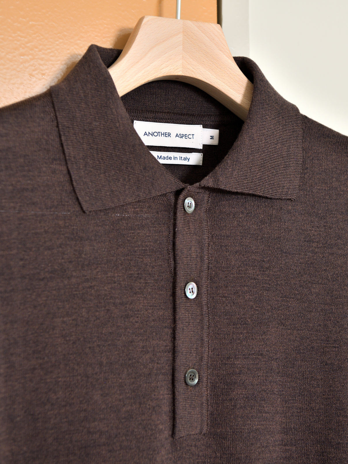 ANOTHER ASPECT アナザーアスペクト POLO SHIRT 2.0 BROWN MELANGE  ブラウン ポロシャツ ウール ベーシック デンマーク ユニセックス 26AW 愛知県 名古屋 丸の内 セレクトショップ THIRD PLACE サードプレイス