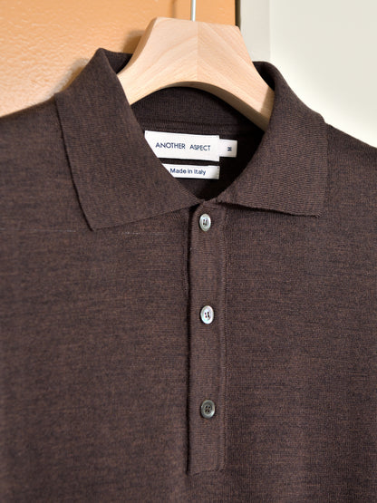 ANOTHER ASPECT アナザーアスペクト POLO SHIRT 2.0 BROWN MELANGE  ブラウン ポロシャツ ウール ベーシック デンマーク ユニセックス 26AW 愛知県 名古屋 丸の内 セレクトショップ THIRD PLACE サードプレイス