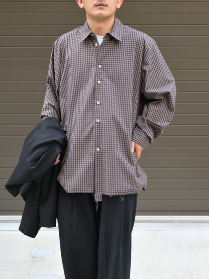 CAMIEL FORTGENS カミエルフォートヘンス BIG SHIRT BROWN CHECK ブラウン チェック CF.22.04.03.04 シャツ 定番 コットン オランダ 26aw 春夏 日本取り扱い 名古屋 丸の内 セレクトショップ THIRD PLACE サードプレイス