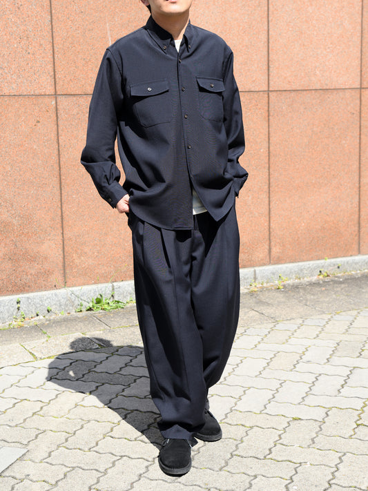 refomed リフォメッド WOOL MID RESH-YN01 モヘア ウール シャツ 長袖シャツ  快適 セットアップ 夏 春 秋 ネイビー 愛知県 名古屋 丸の内 セレクトショップ THIRD PLACE サードプレイス