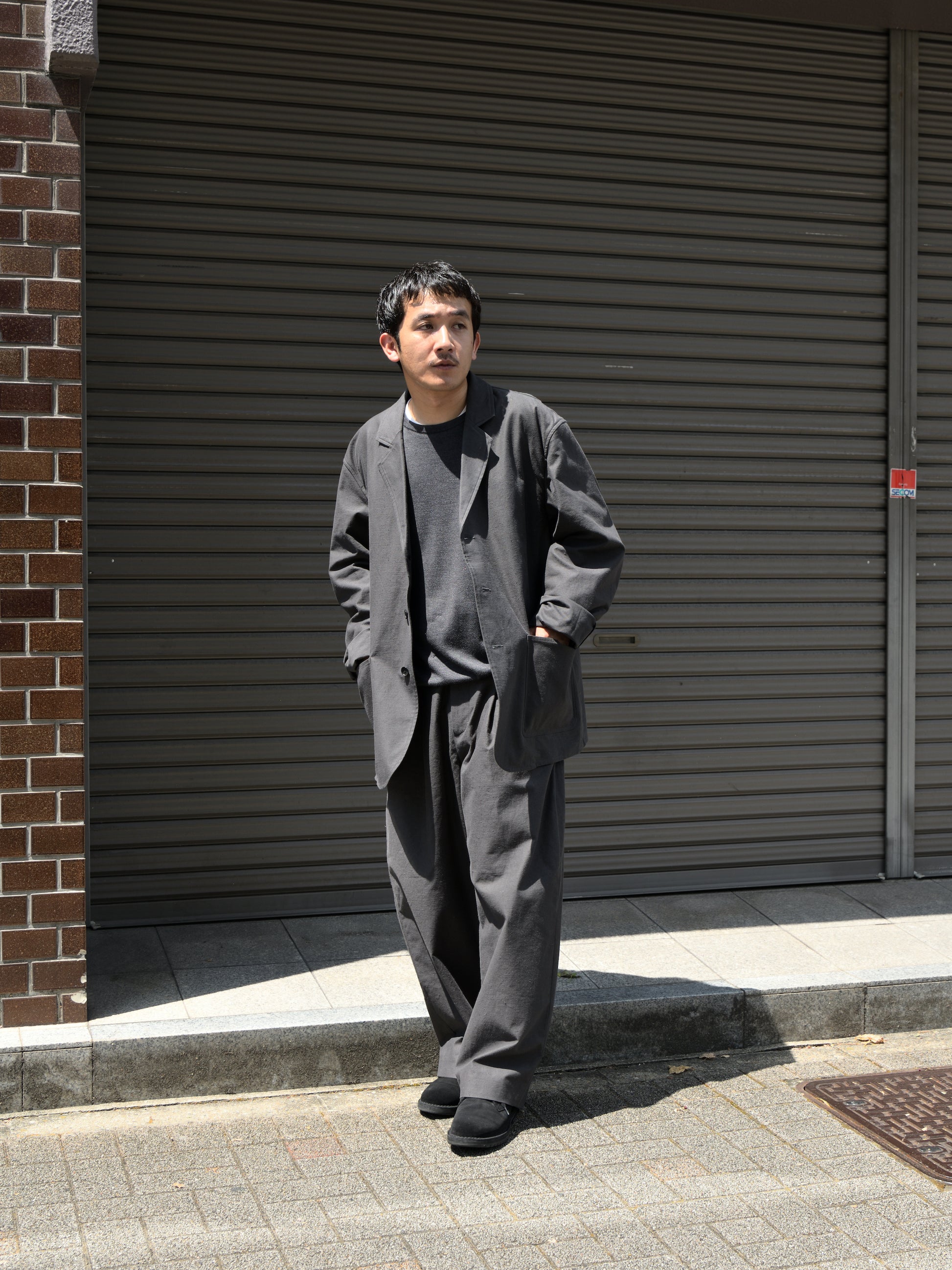 de dam foundation デダムファンデーション Nepped Cotton Jacket Nepped Cotton Trousers SUMI チャコール ジャケット セットアップ ベーシック オランダ ユニセックス 26AW 愛知県 名古屋 丸の内 セレクトショップ THIRD PLACE サードプレイス